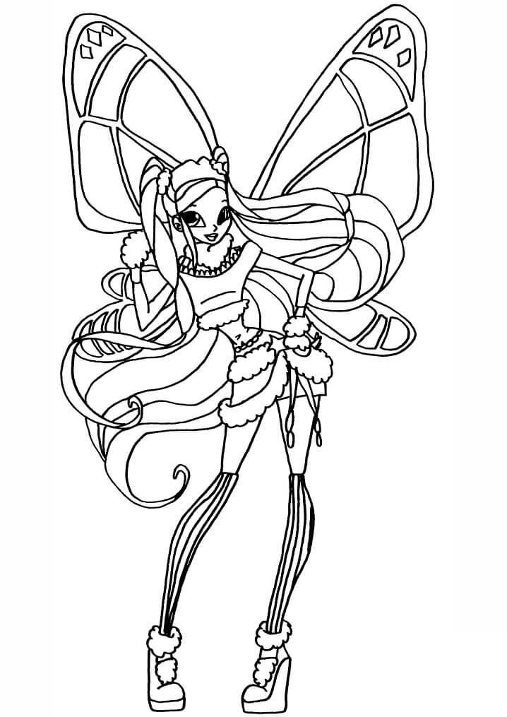 Desenho de Stella da Clube Winx com Asas para Imprimir