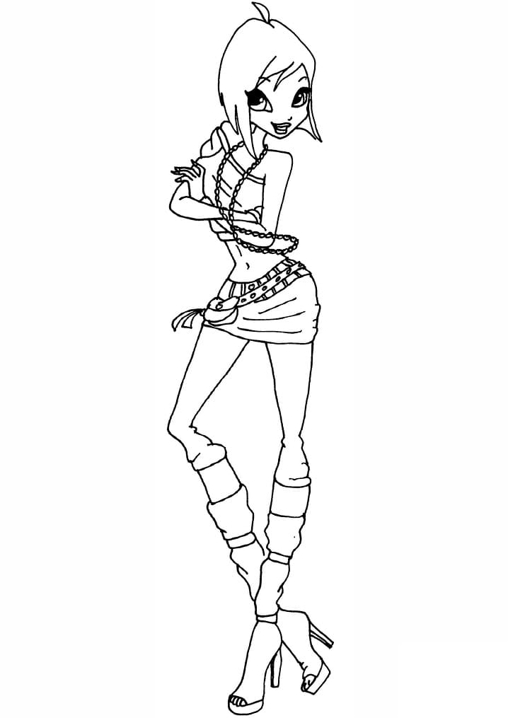 Desenho de Tecna da Clube Winx para Pintar Giz de Cera