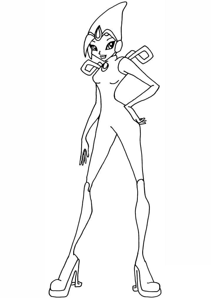 Desenho de Tecna da Clube Winx Simples para Imprimir Lápis de Cor