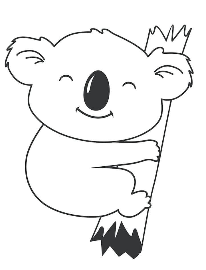 Desenho de Coala com Flores para Imprimir