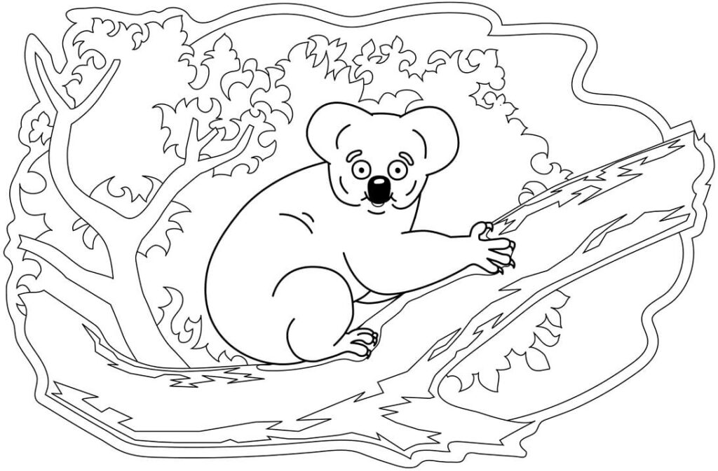 Desenho de Coala para Pintar Giz de Cera