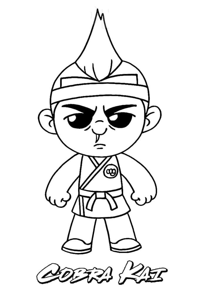 Desenho de Chibi Hawk Cobrá Kai para Colorir