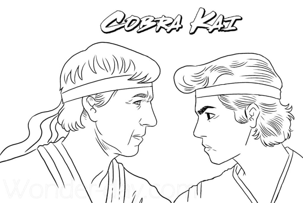 Desenho de Johnny e Miguel de Cobrá Kai para Colorir