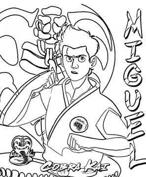 Desenho de Miguel Diaz de Cobra Kai para Colorir