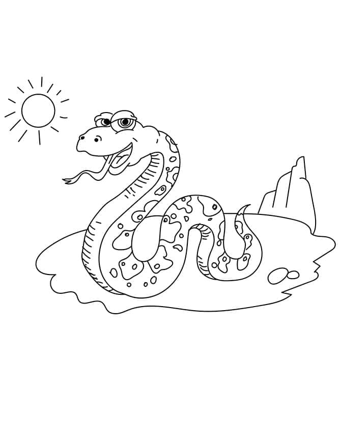 Desenho de Cobrá Animada para Colorir