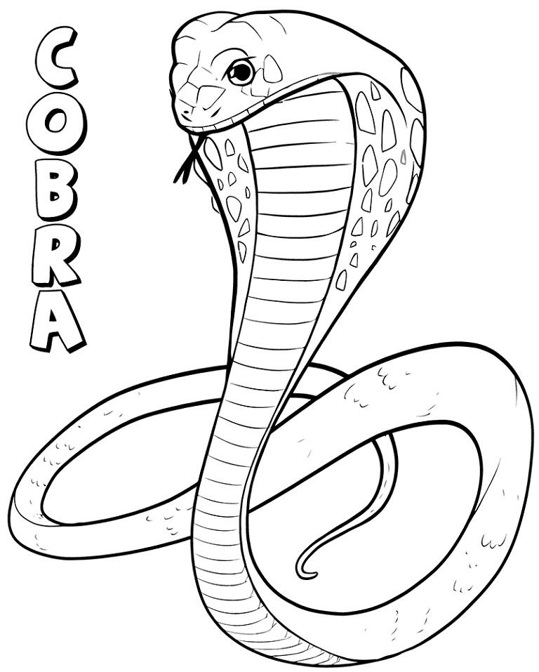 Desenho de Cobrá na Floresta para Colorir