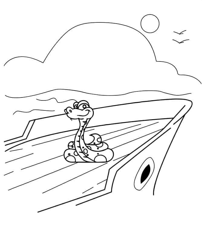 Desenho de Cobrá no Barco para Colorir