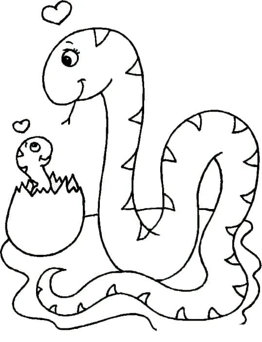 Desenho de Mãe e Bebê Cobrá para Colorir