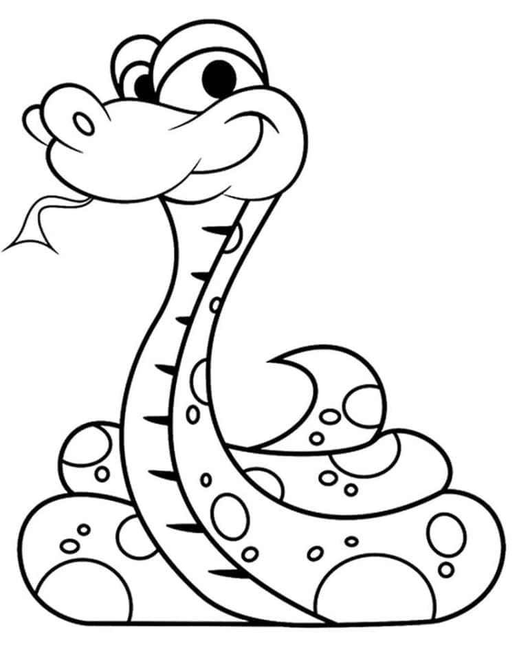 Desenho de uma Cobrá Alegre para Colorir