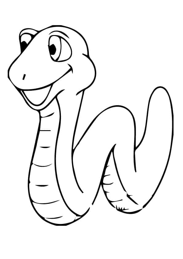 Desenho de uma Cobrá Feliz para Colorir