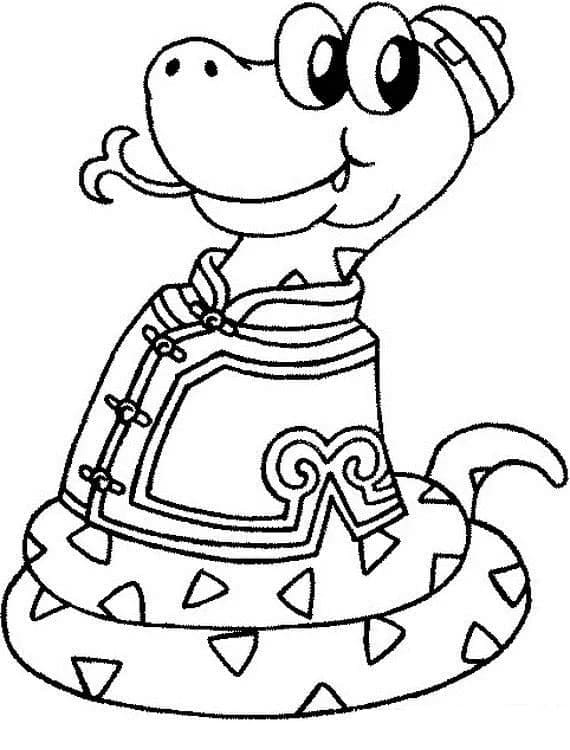 Desenho de uma Cobrá Fofa para Colorir