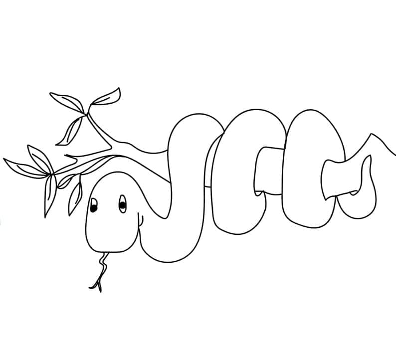 Desenho de uma Cobrá na Árvore para Colorir