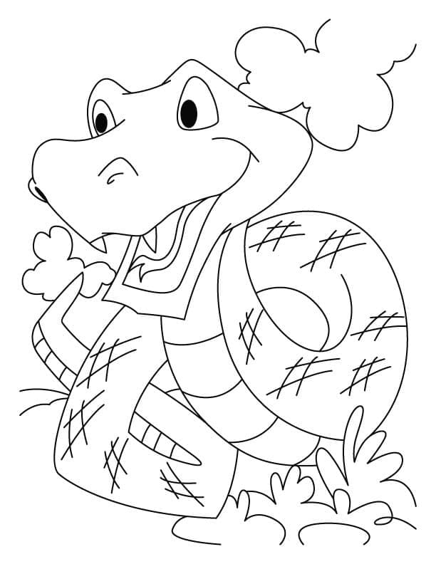 Desenho de uma Cobrá Sorridente para Colorir