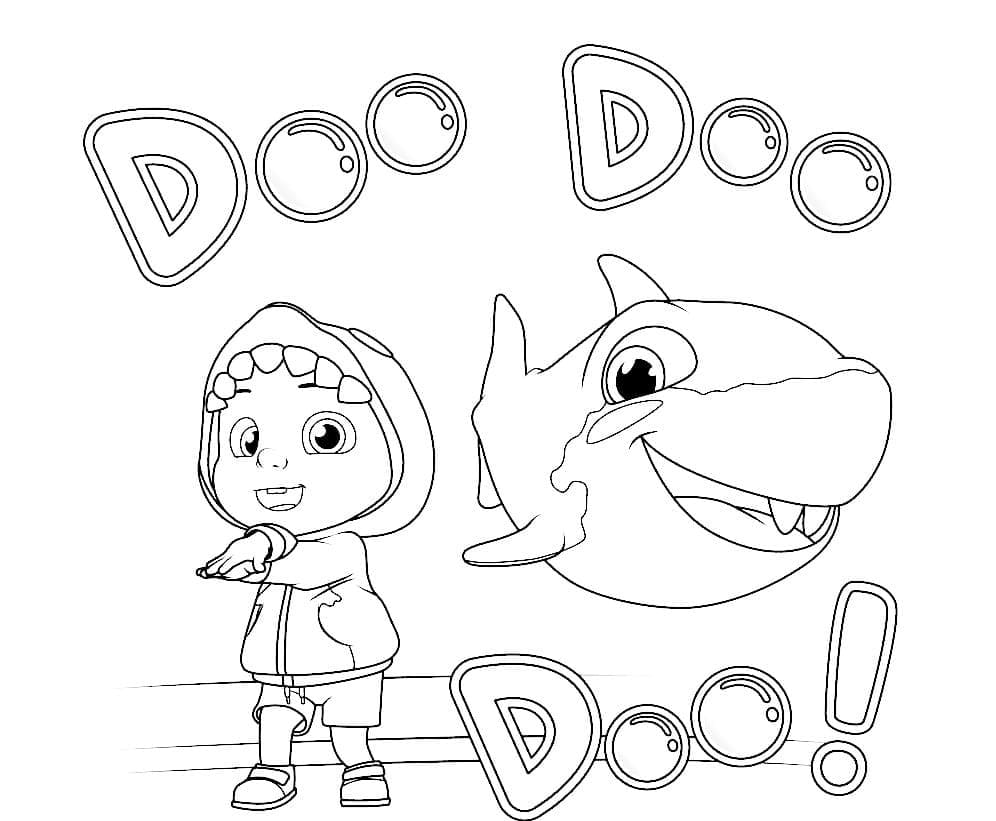 Desenho de Cocomelon e Baby Shark para Colorir