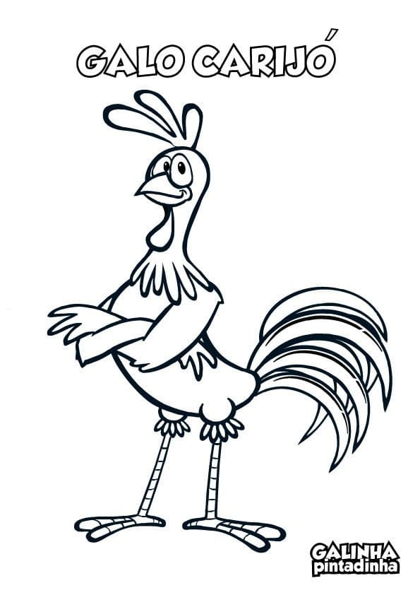 Desenho de Galo Carijo de Galinha Pintadinha para Colorir