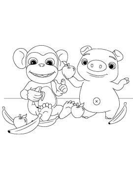 Desenho de Mochi e Pepe Cocomelon para Colorir