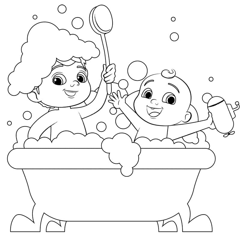 Desenho de Tom Tom e Jj Cocomelon para Colorir