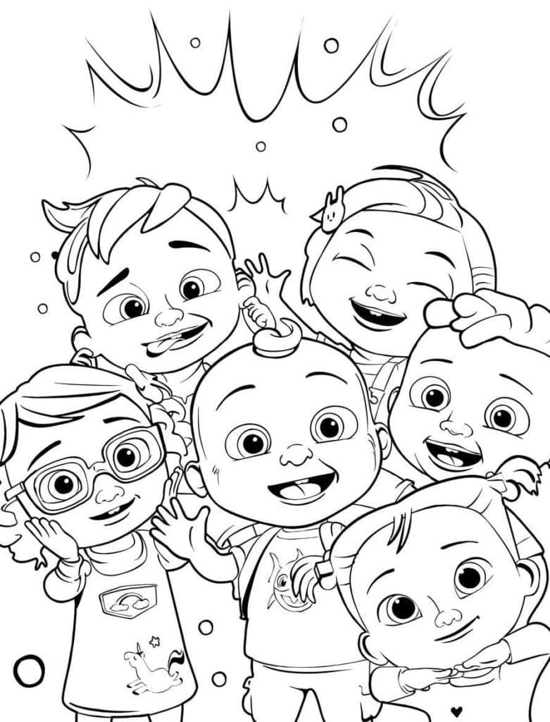 Desenho de Cocomelon Colorido para Colorir Pdf