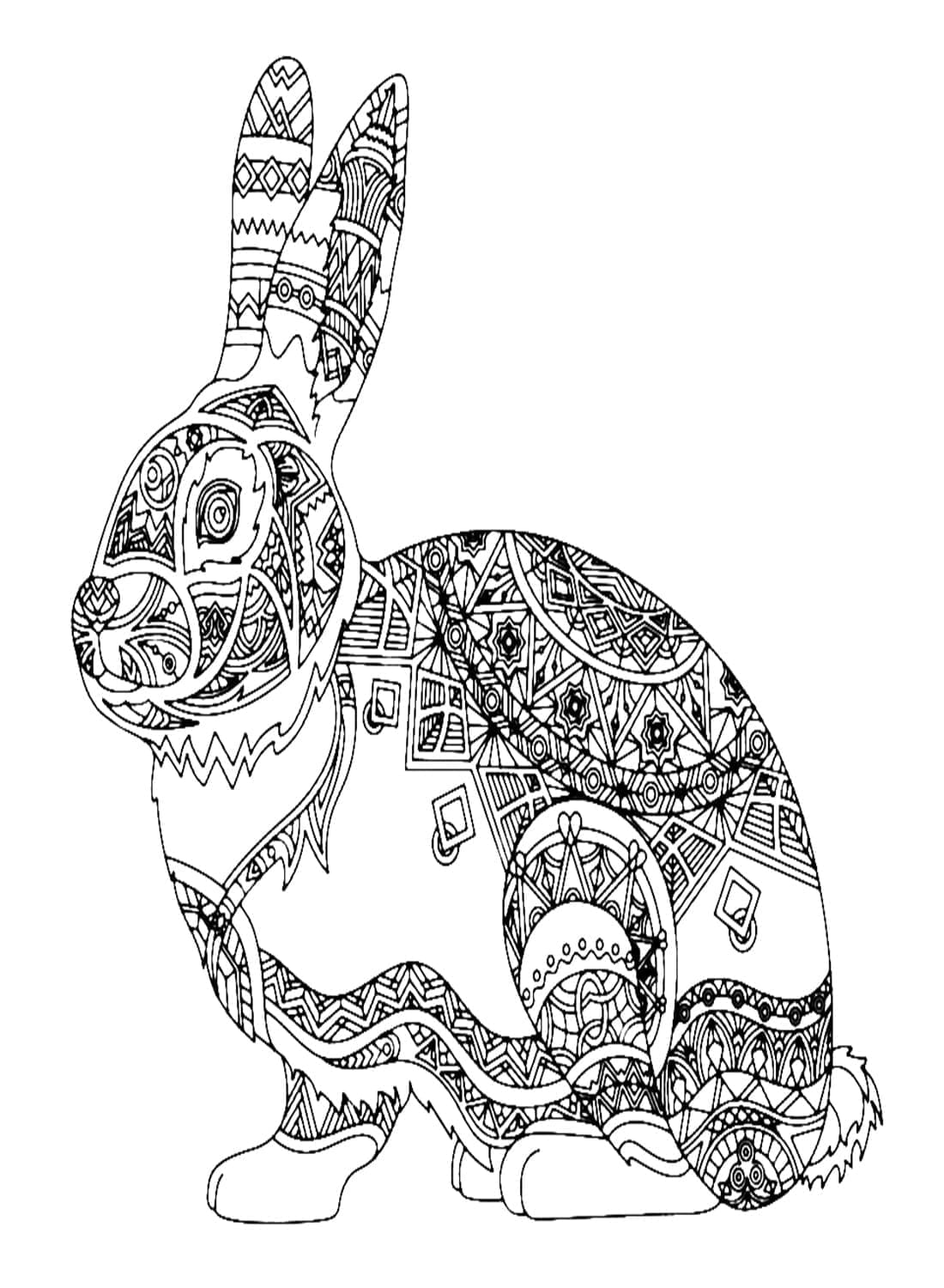Desenho de Coelho Antiestresse para Colorir