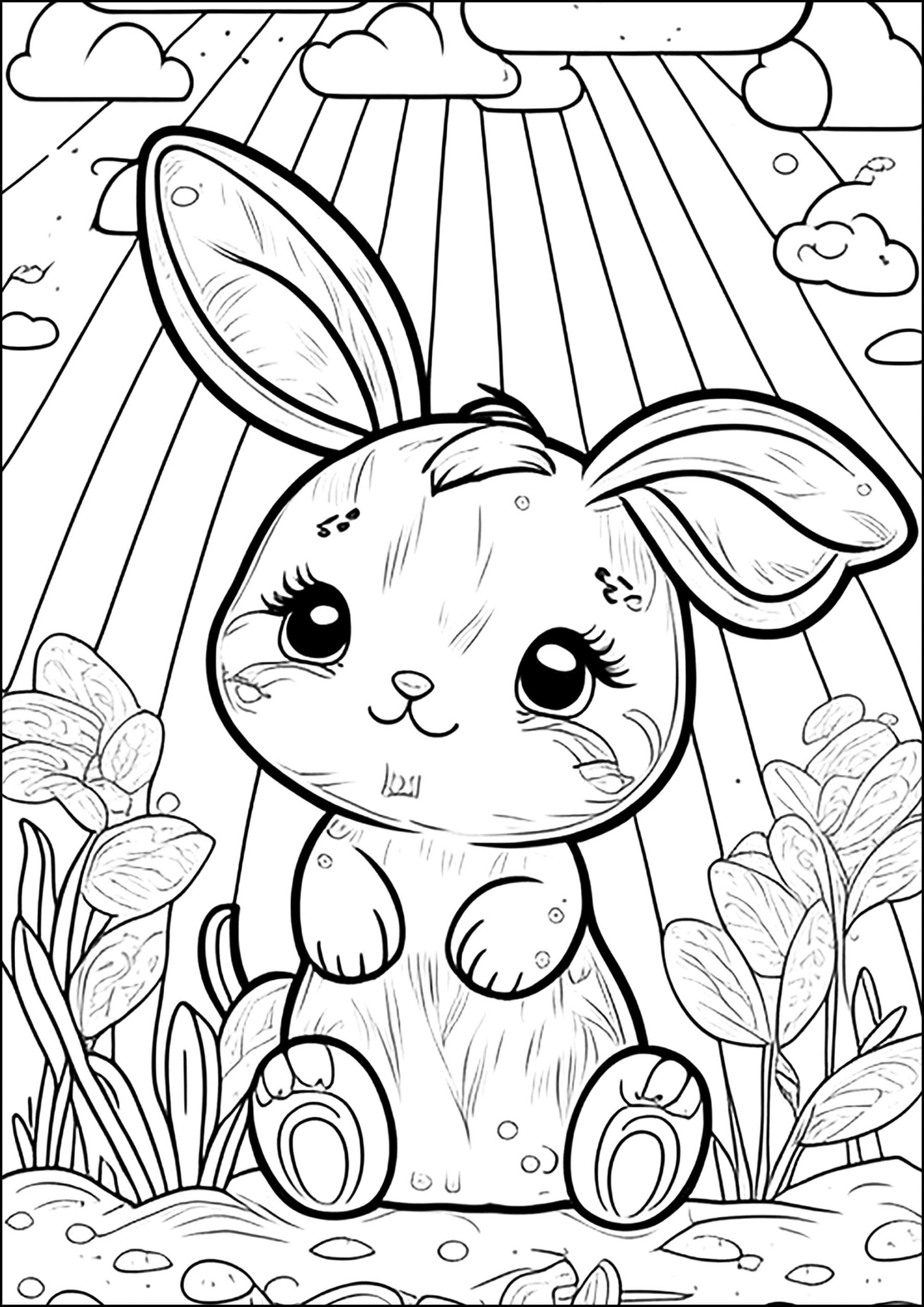 Desenho de Coelho Fofo para Colorir Scaled