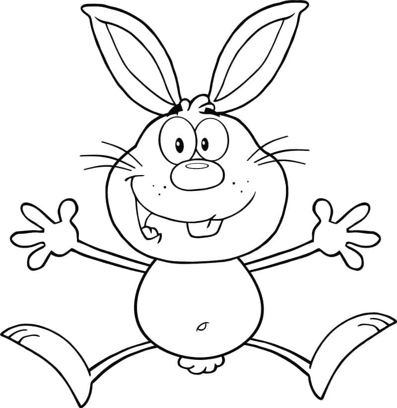 Desenho de Coelho Muito Feliz para Colorir