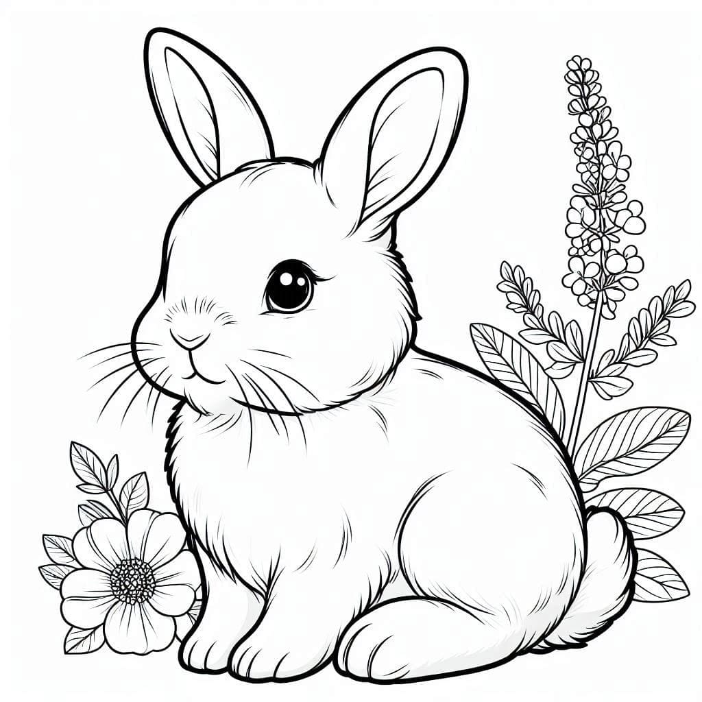 Desenho de Coelho Muito Fofo para Colorir