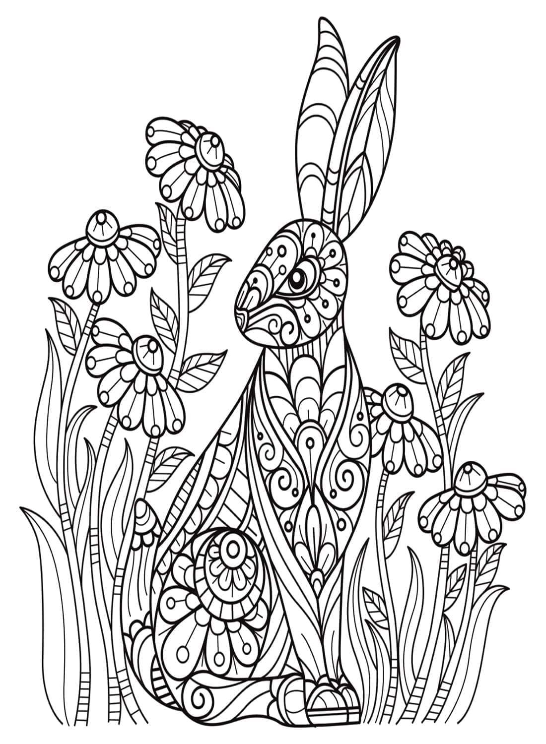Desenho de Coelho para Adultos para Colorir