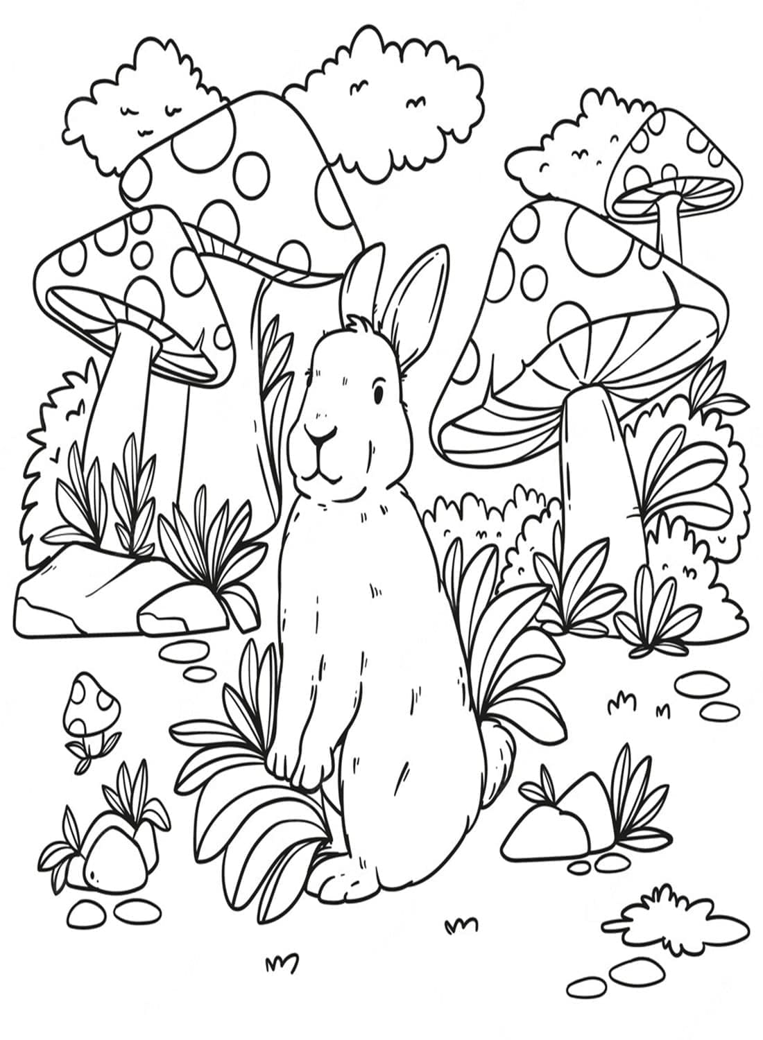 Desenho de Coelho no Chão para Colorir