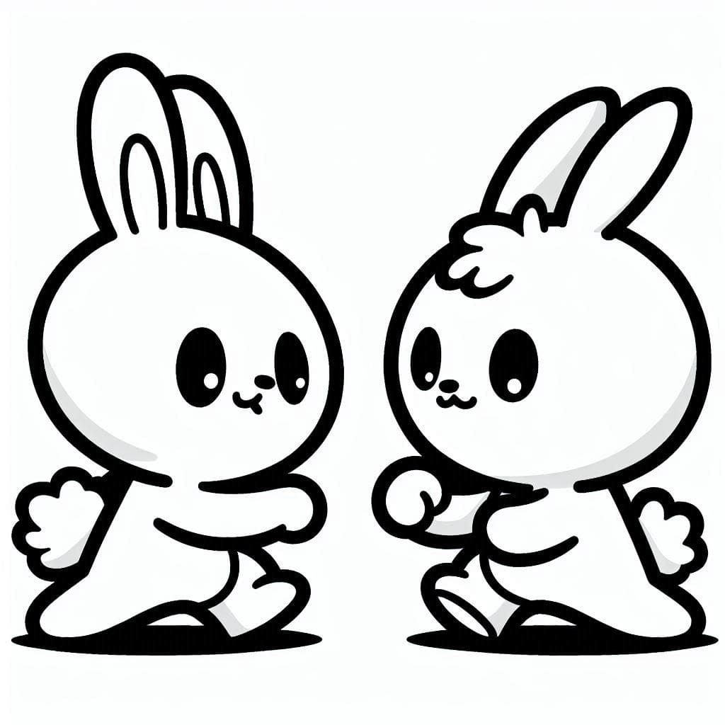 Desenho de Coelhos Estão Brigando para Colorir