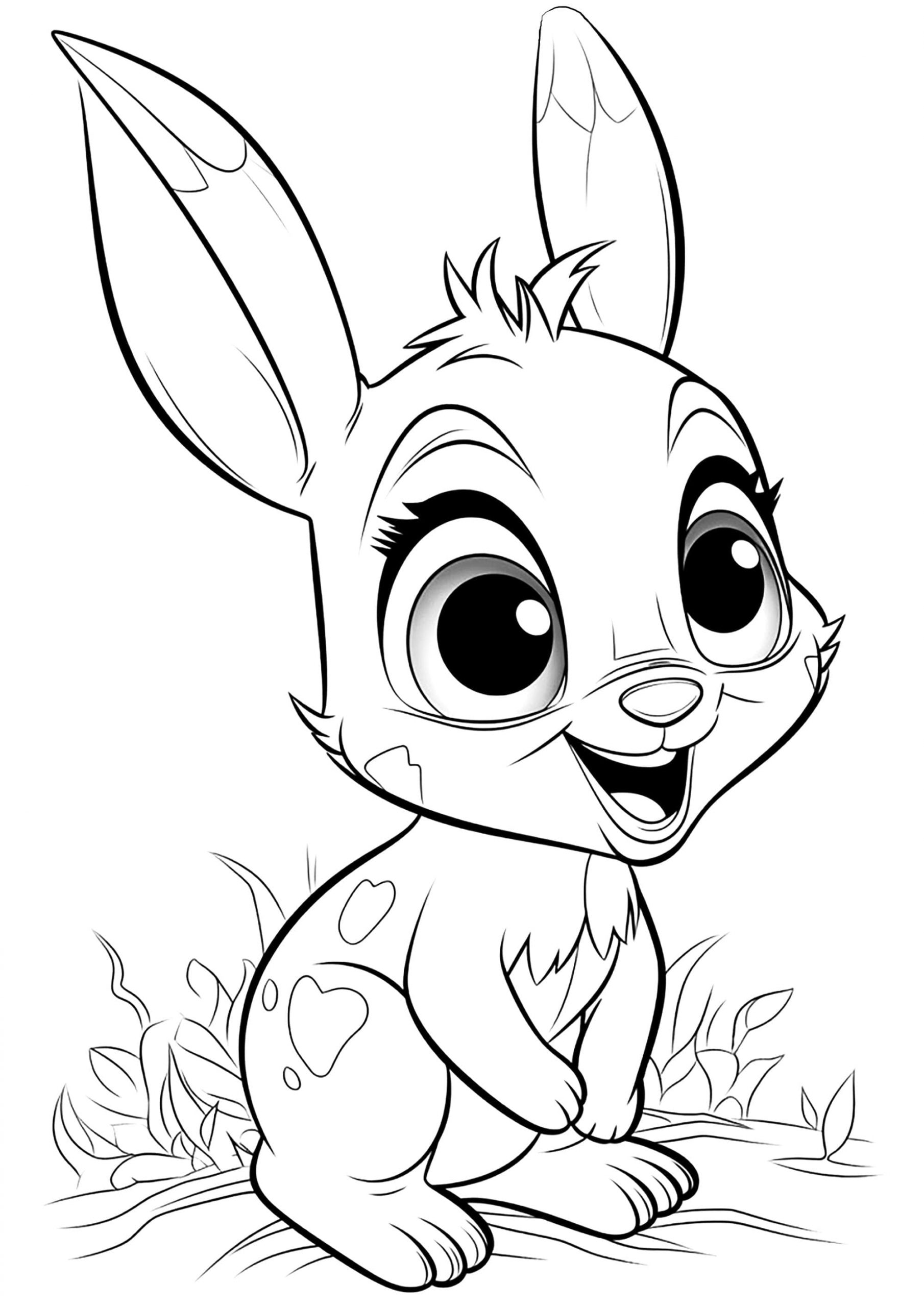 Desenho de um Coelho Feliz para Colorir Scaled