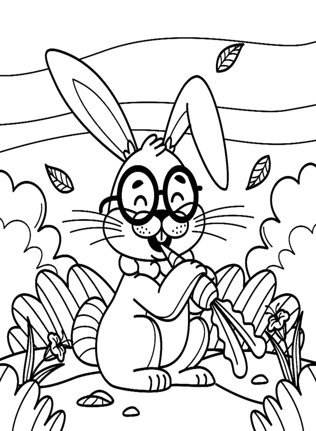 Desenho de um Coelho Muito Feliz para Colorir