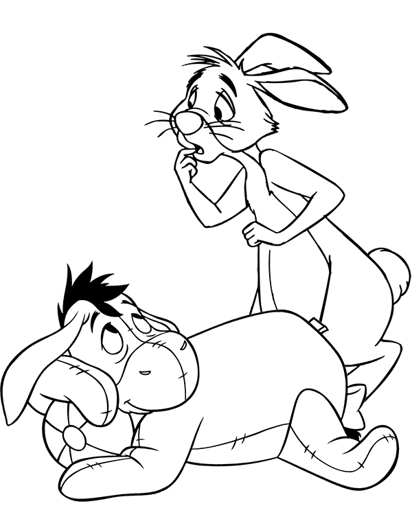 Desenho de Coelho e Asno Brincando de Bola Grátis para Colorir
