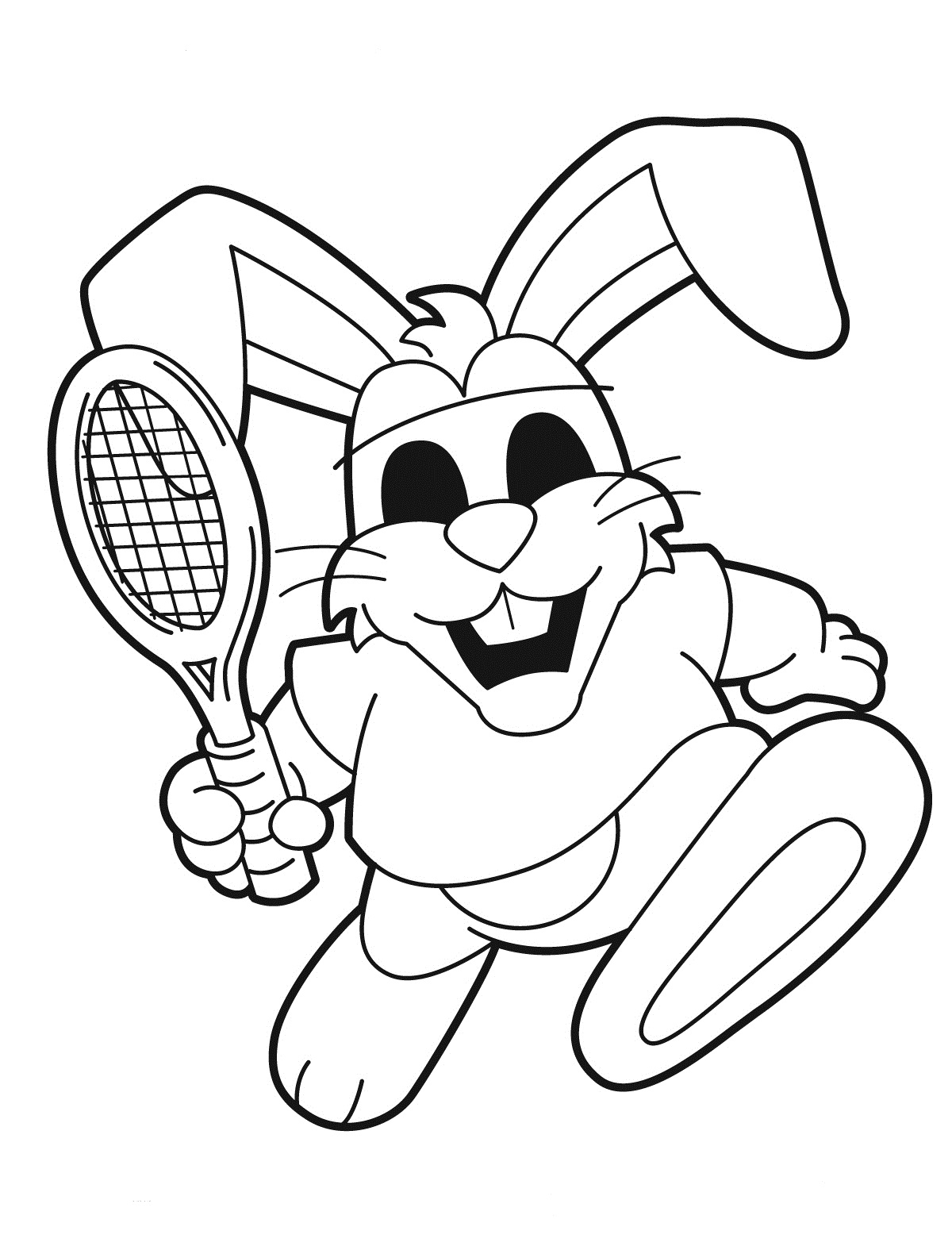 Desenho de Coelho Jogando Tênis para Colorir Download