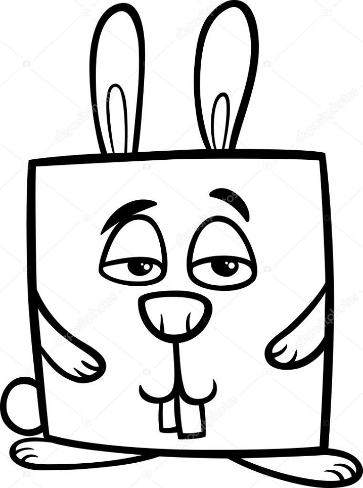 Desenho de Coelho Quadrado Pdf Imprimivel para Colorir