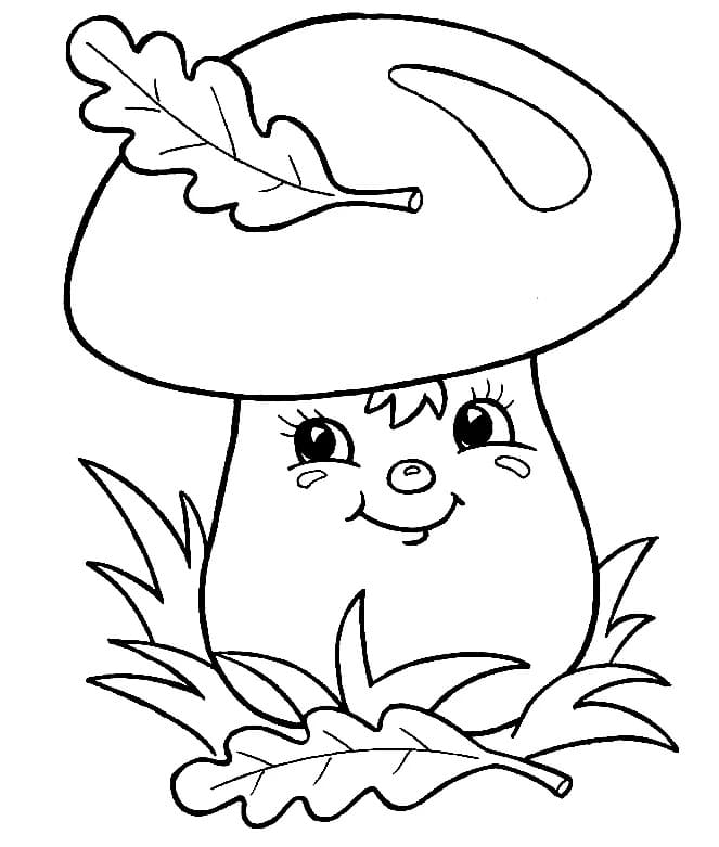 Desenho de Cogumelo Feliz para Colorir