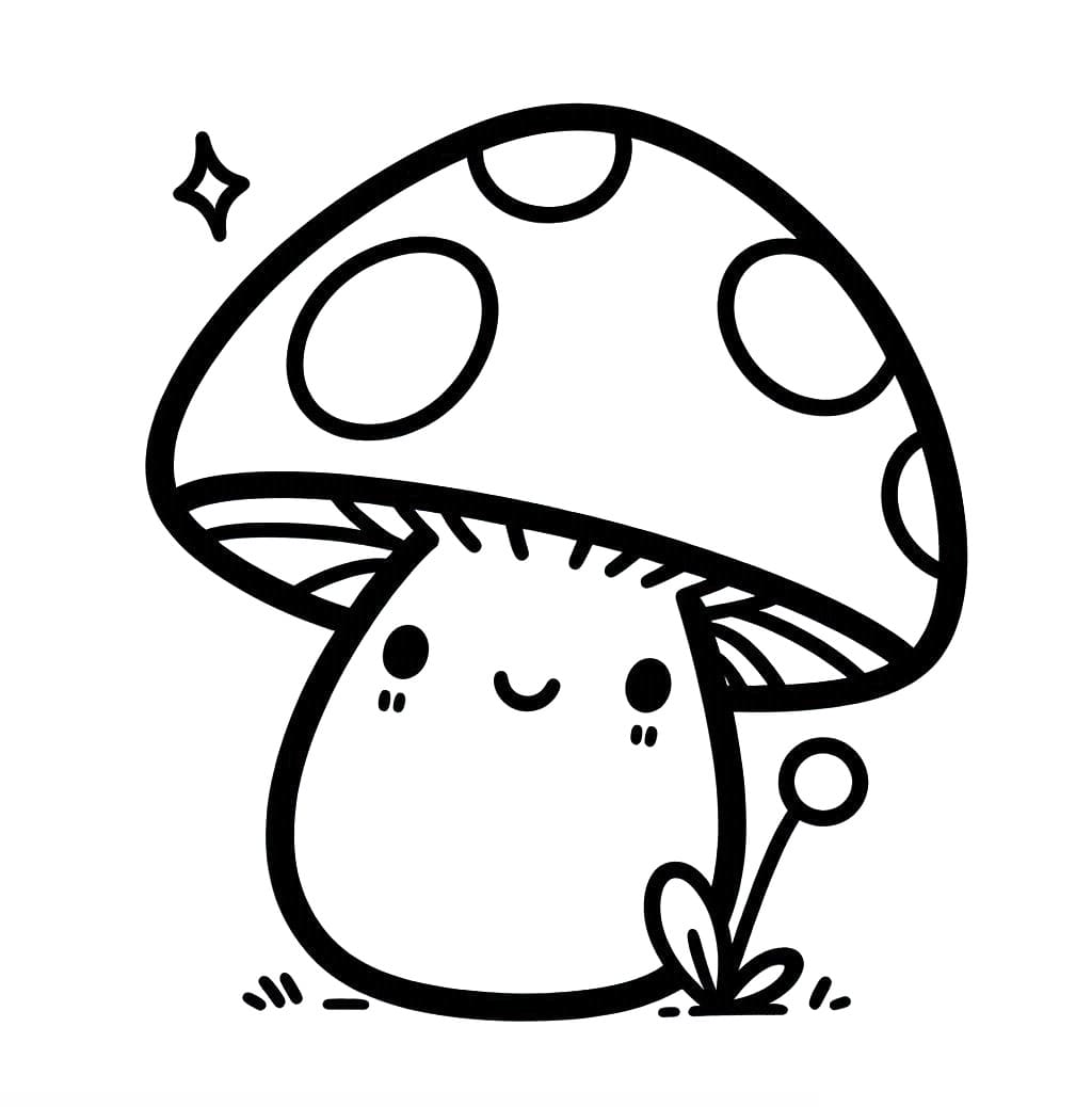 Desenho de Cogumelo Fofo para Colorir
