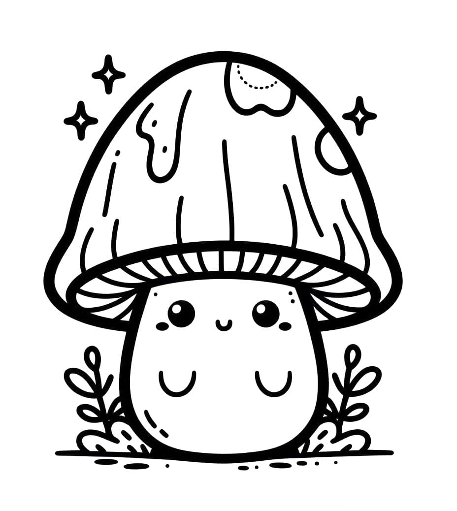 Desenho de Cogumelo Muito Lindo para Colorir