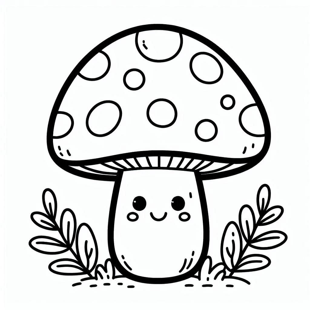 Desenho de Lindo Cogumelo para Colorir
