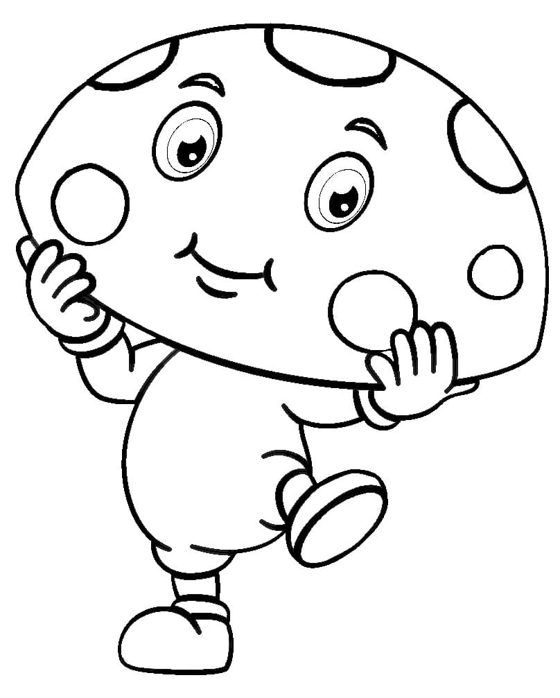 Desenho de um Cogumelo Feliz para Colorir