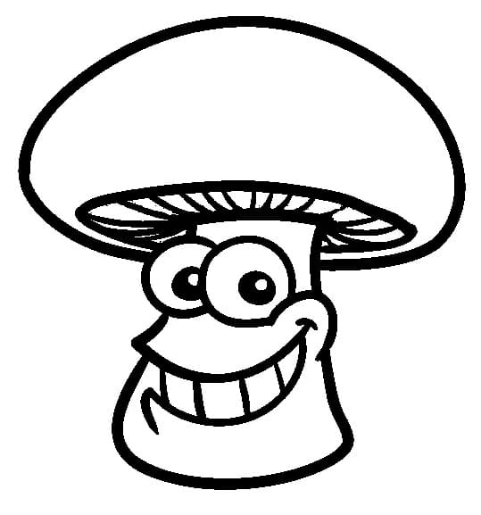 Desenho de um Cogumelo Muito Feliz para Colorir