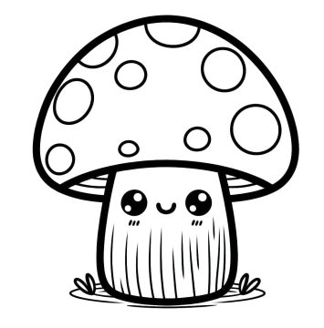 Desenho de Um Cogumelo Muito Fofo para Colorir