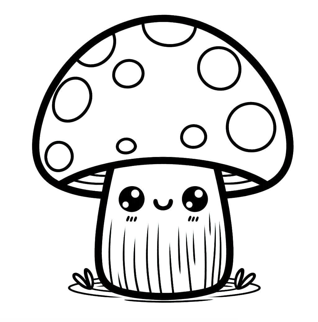 Desenho de um Cogumelo Muito Fofo para Colorir