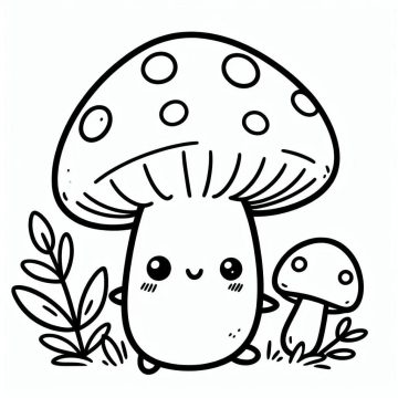 Desenho de Um Lindo Cogumelo para Colorir