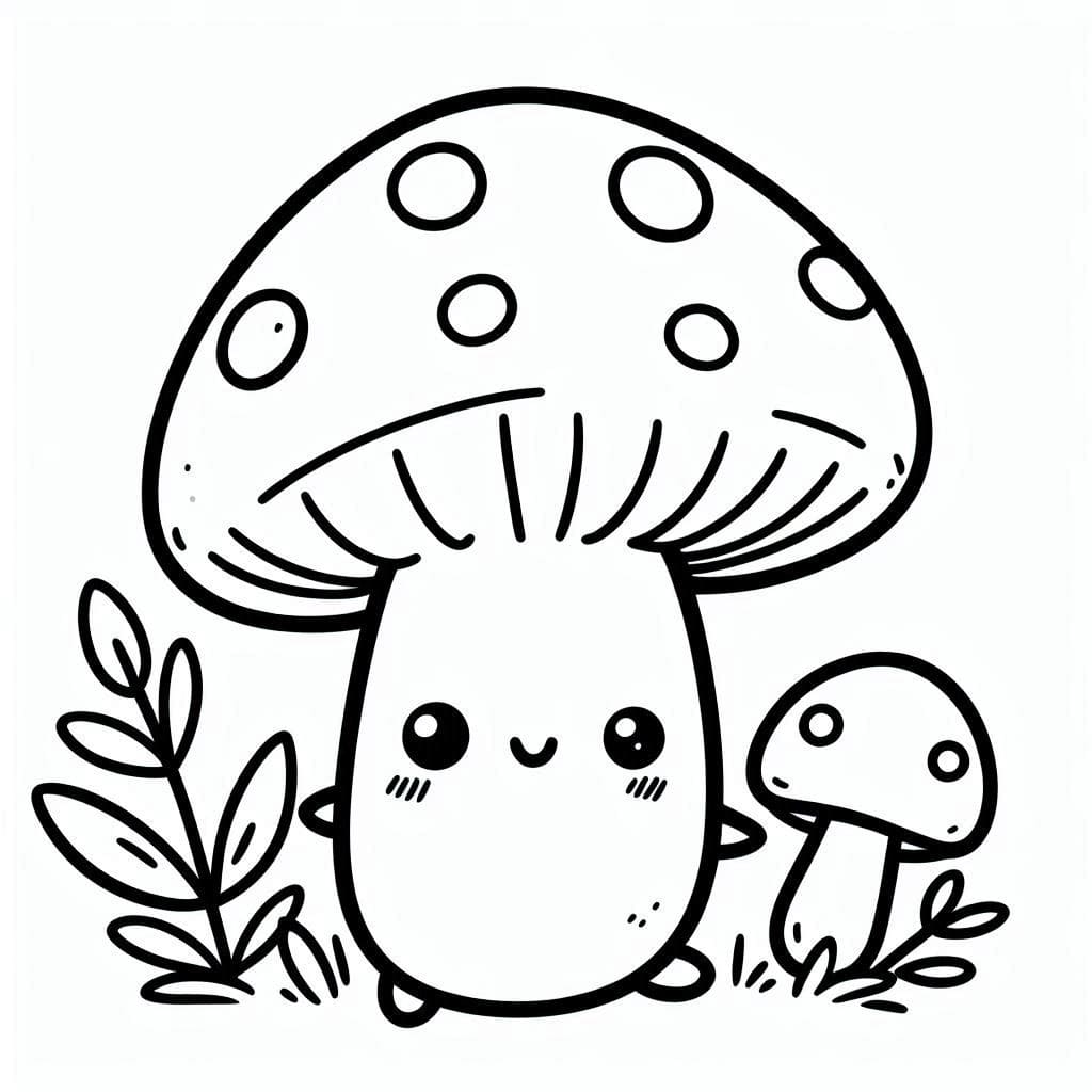 Desenho de um Lindo Cogumelo para Colorir