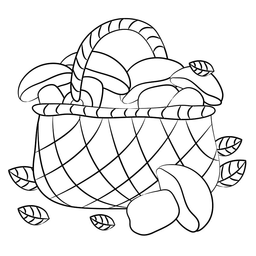 Desenho Cesta de Cogumelos para Colorir
