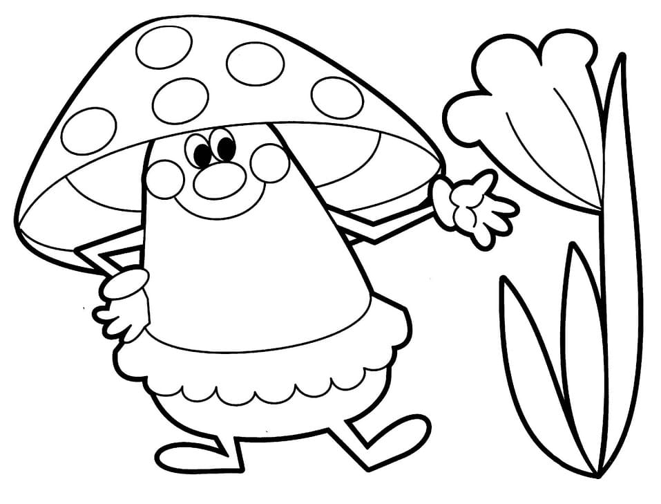 Desenho Cogumelo de Desenho Animado para Colorir