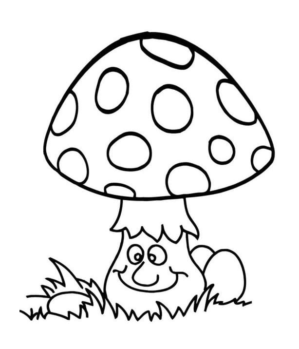 Desenho Cogumelo Feliz para Colorir