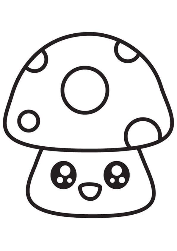 Desenho Cogumelo Kawaii para Colorir