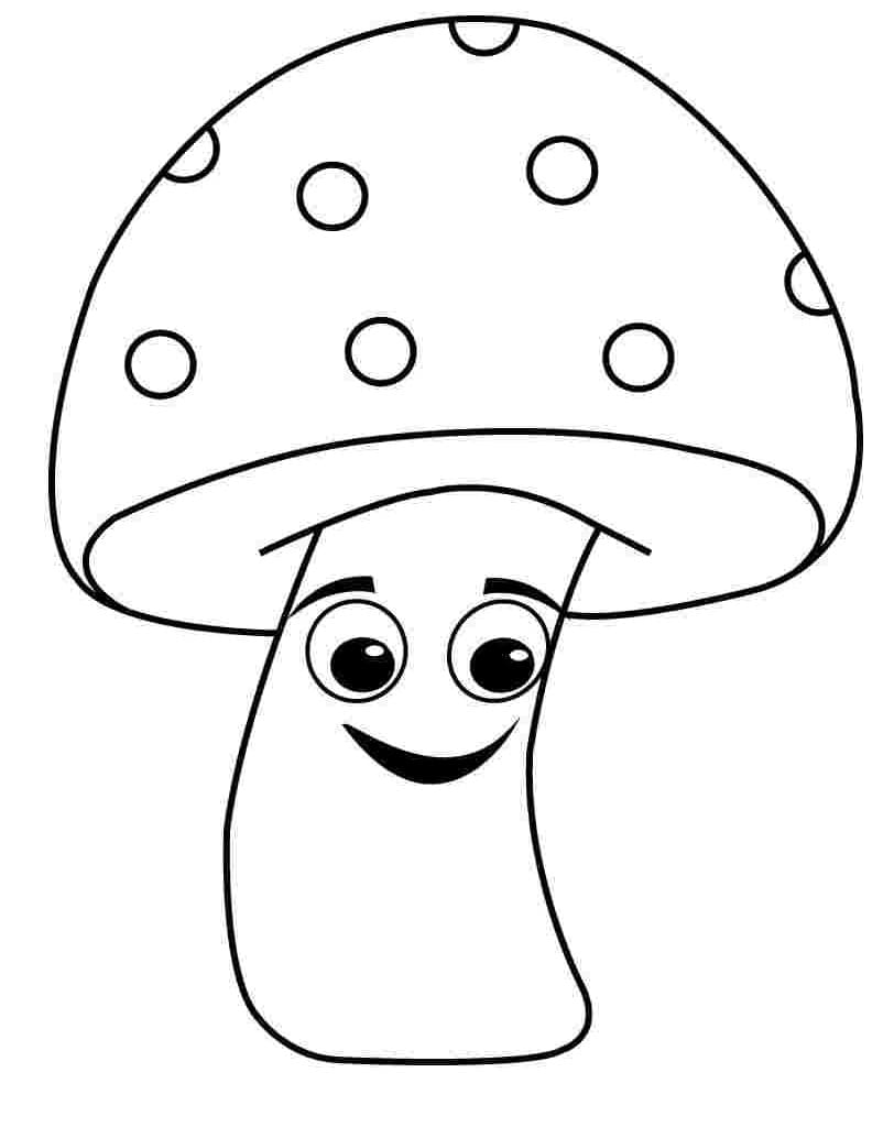 Desenho Cogumelo Sorrindo para Colorir