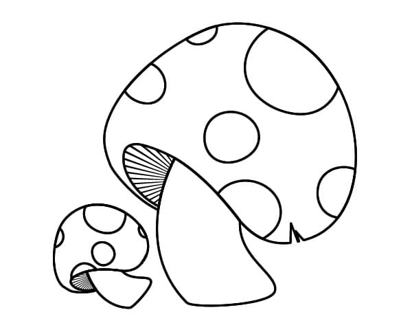 Desenho de Dois Cogumelo na Floresta para Colorir